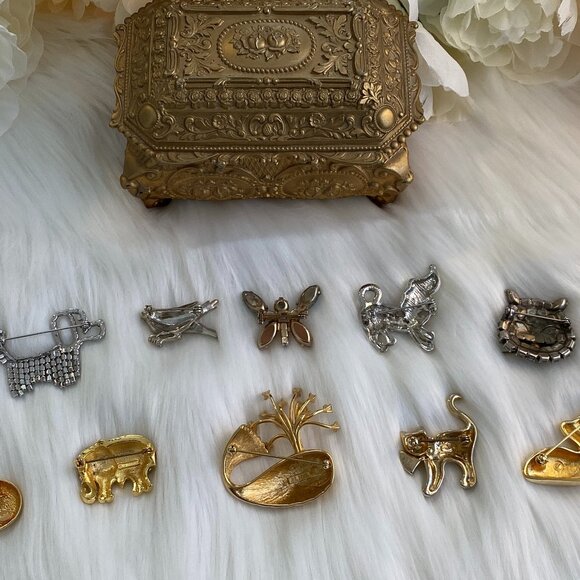 LOT/COLLECTION RHINESTONE ANIMAL BROOCHES (SWAROVSKI, VAN DELL, D’ORLAN,E PEARL) - Picture 3 of 16